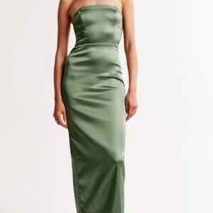Abercrombie & Fitch Strapless Satin Sage Dress
